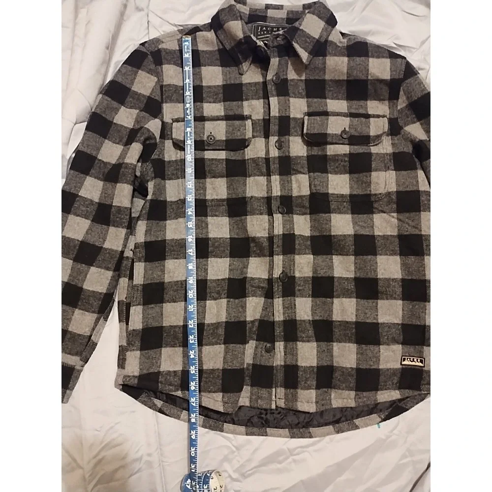 Jachs Wool Blend Flannel Quilted Shirt Jacket Plaid Mens L Shacket Cowboy Warm